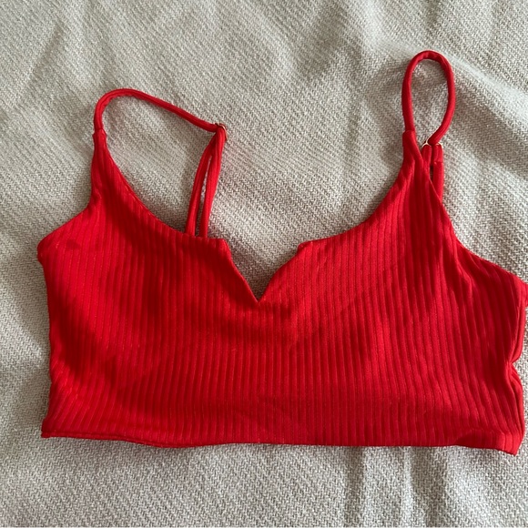 Away That Day x Chelsea Kauai bikini bottom and top in medium red rib - Picture 3 of 8